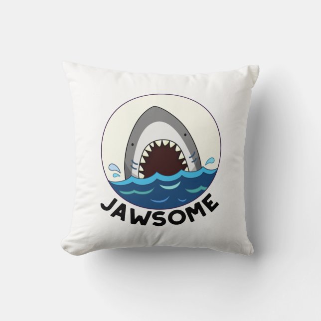 Jawsome Funny Shark Teeth Pun Kissen (Vorderseite)