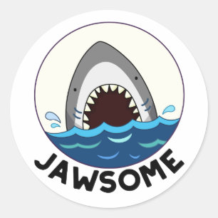 Jawsome Funny Shark Teeth Pun Runder Aufkleber