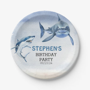 Jawsome Great White Shark Birthday Watercolor Pappteller