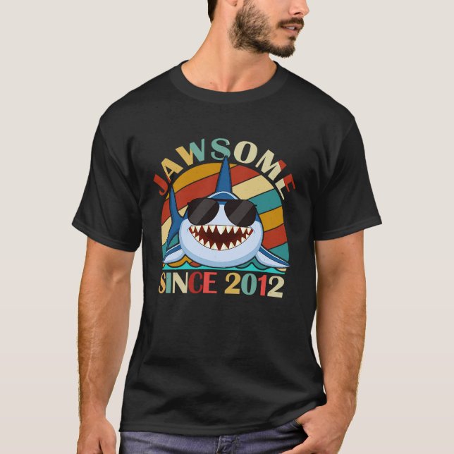 Jawsome Seit 2012 Shark Phantastisch Birthday Retr T-Shirt (Vorderseite)