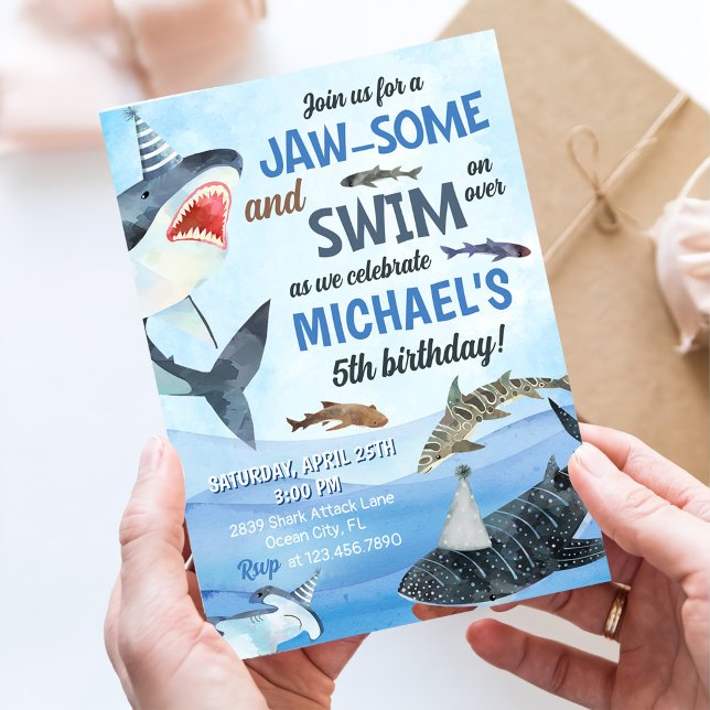 Jawsome Shark Under Sea Birthday Einladung (Von Creator hochgeladen)