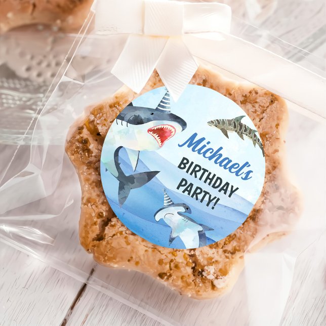 Jawsome Shark Under Sea Birthday Runder Aufkleber (Von Creator hochgeladen)