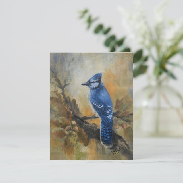 Jay Bird Postcard Feiertagskarte (Stehend Vorderseite)