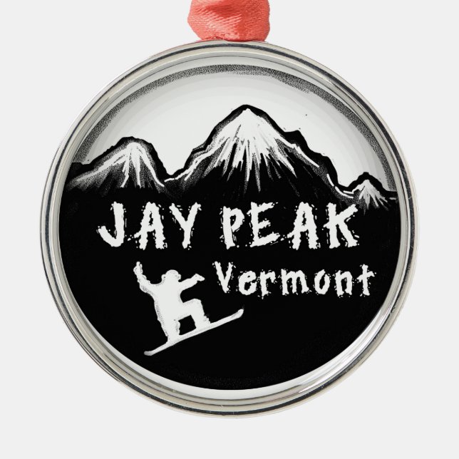 Jay-Höchstvermont künstlerischer Skier Silbernes Ornament (Vorne)