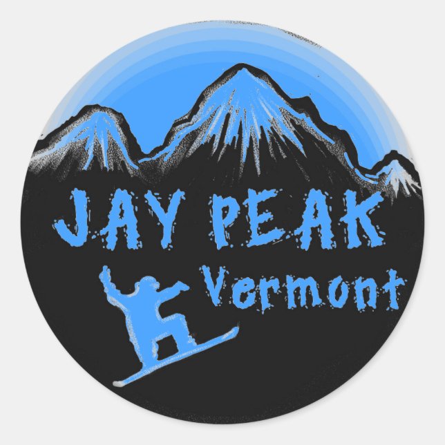 Jay Peak Vermont künstlerischer Skifahrer Runder Aufkleber (Vorderseite)