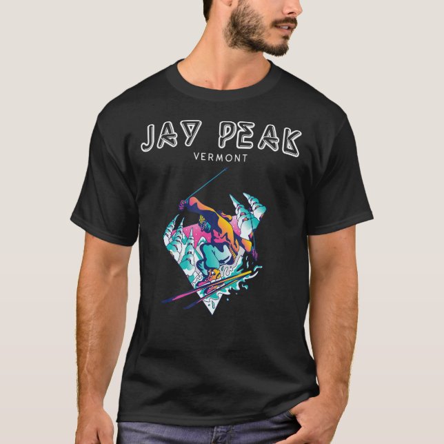 Jay Peak Vermont Retro Skier T-Shirt (Vorderseite)