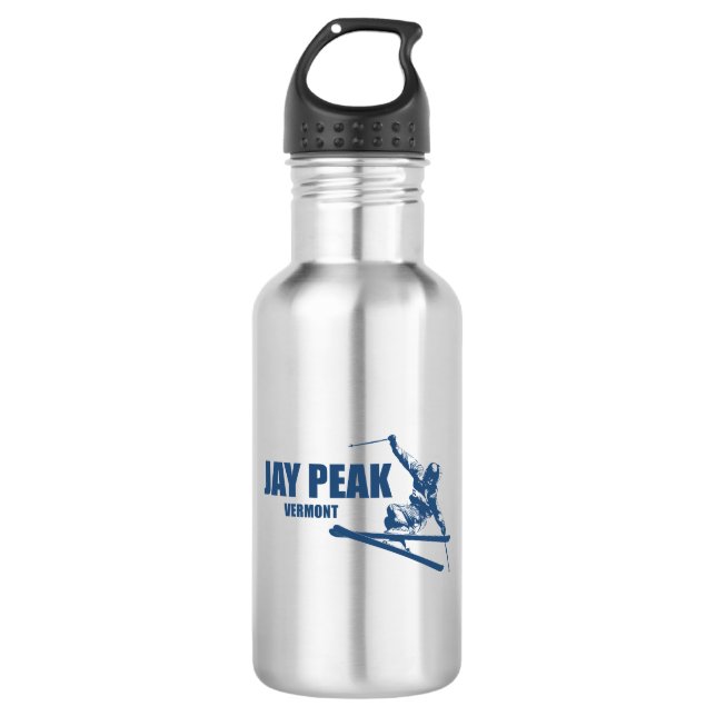 Jay Peak Vermont Skifahrer Edelstahlflasche (Vorderseite)