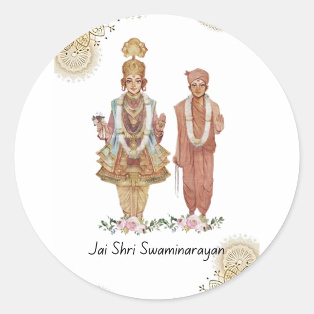 Jay Shri Swaminarayan Runder Aufkleber (Vorderseite)