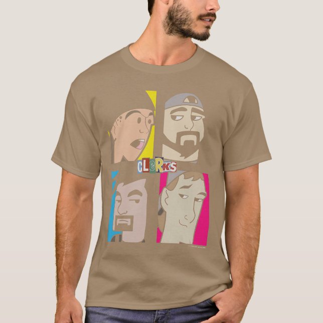 Jay Silent Bob Clerks Group Shot Cartoon Character T-Shirt (Vorderseite)
