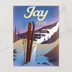 Jay Vermont USA Skireiseplakat. Postkarte