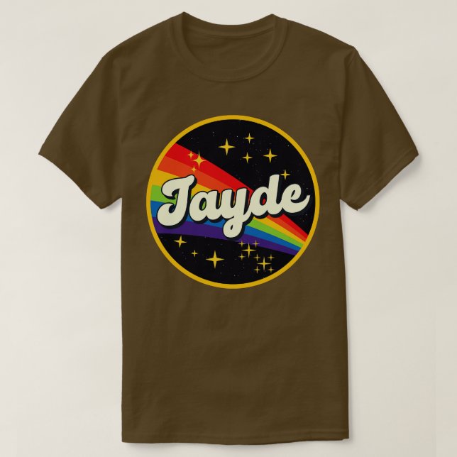 Jayde Rainbow in Space Vintag Style T-Shirt (Design vorne)
