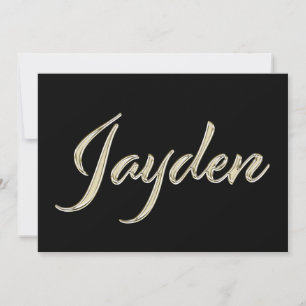Jayden Name white gold Handwriting Karte
