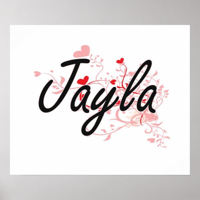 Jayla Artistic Name Design with Hearts Poster (Vorne)