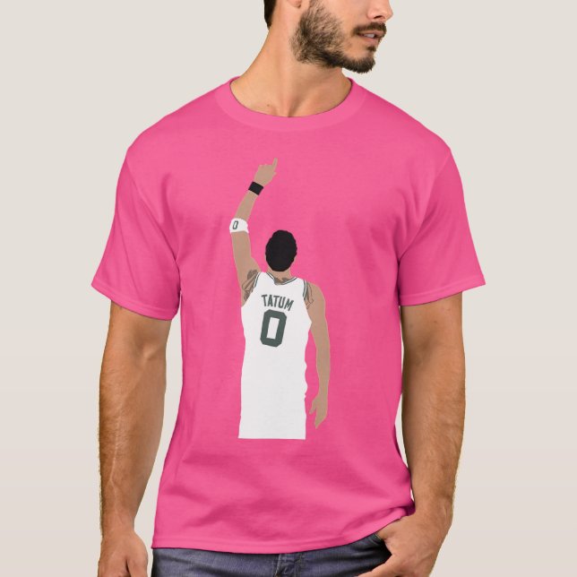 Jayson Tatum Pointing Up (Weiß) T-Shirt (Vorderseite)