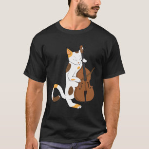 Jazkatze spielt aufrechten Baß - Musikergeschenk T-Shirt