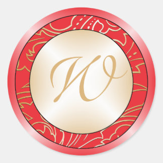 Jazmene Monogram Wedding Enveloper Stickers-Retro Runder Aufkleber