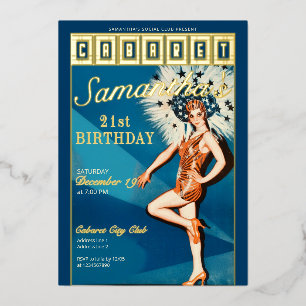 Jazz Age Flapper Cabaret Paris Glam Geburtstagsfei Folieneinladung