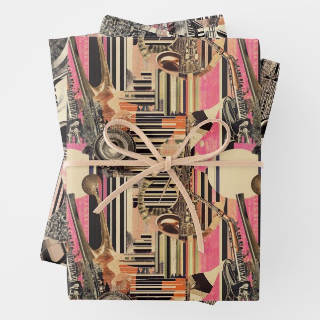 Jazz Age Musician 1920er Jahre Dadaist Style Geschenkpapier Set (Beispiel)