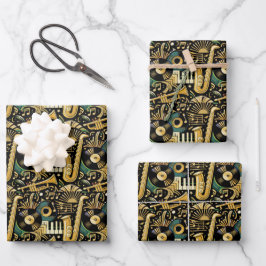 Jazz Age Musikmuster Geschenkpapier Set