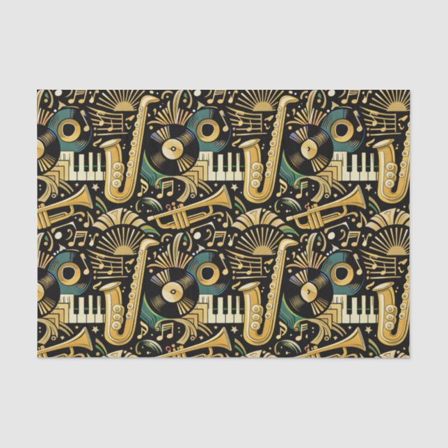 Jazz Age Musikmuster Seidenpapier (Vorderseite)