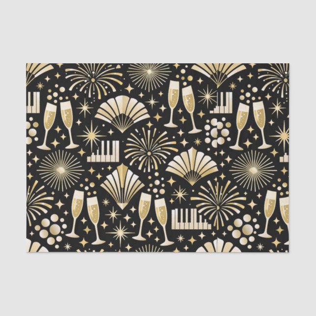 Jazz Age Neujahrsmuster Seidenpapier (Vorderseite)