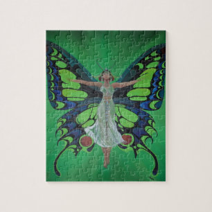 Jazz Age Showgirl Flapper mit Schmetterlingsflügel Puzzle