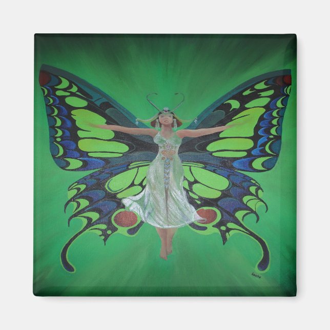 Jazz Age Showgirl Flapper Weekend Butterfly Wings Magnet (Vorne)