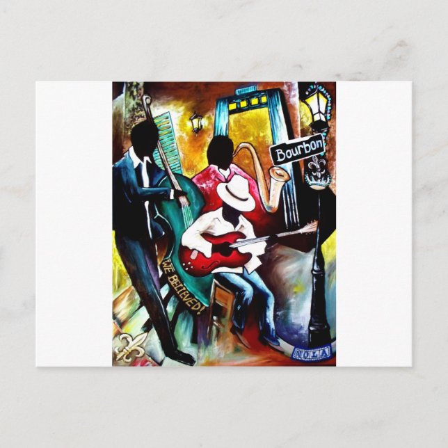 Jazz auf Bourbon St.jpg Postkarte (Vorderseite)