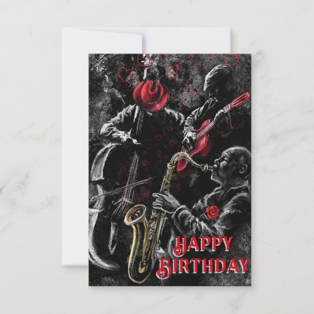 Jazz Band Happy Birthday Card Karte (Vorderseite)