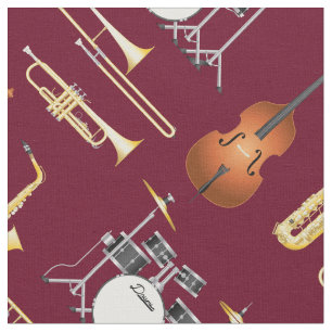 Jazz Band Instruments Musikerdekor Rot Stoff