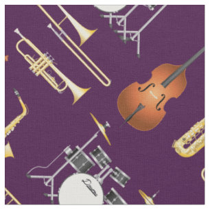 Jazz Band Instruments Musikmusikkunstdekor Lila Stoff