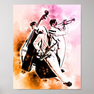 JAZZ Band Musicians Unique Watercolor Music Poster
