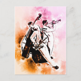 JAZZ Band Musicians Unique Watercolor Music Postkarte