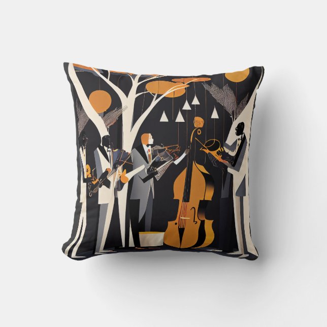 Jazz Band Retro-Design Throw Kissen (Vorderseite)