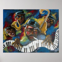 Jazz Bass Trumpet Piano Art Poster