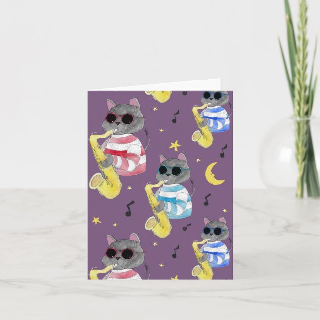 Jazz Cat Feiertagskarte (Vorderseite)