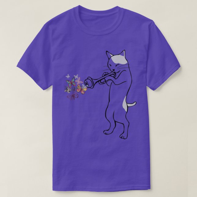 Jazz Cat Playing Trumpet T-Shirt (Design vorne)