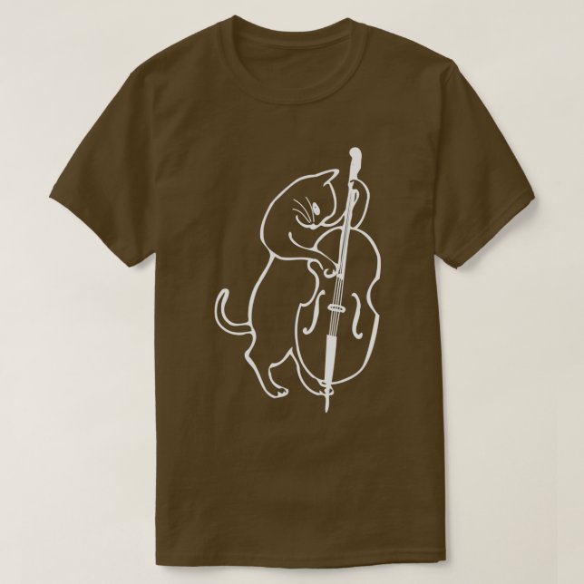 Jazz Cat Playing Uright Double Bass  T-Shirt (Design vorne)