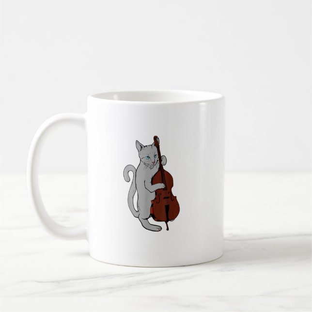 Jazz Cat Upright Bass Cool Musiker Männer Kaffeetasse (Links)