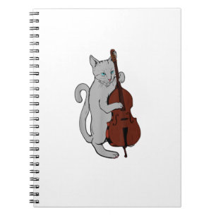Jazz Cat Upright Bass Cool Musiker Männer Notizblock