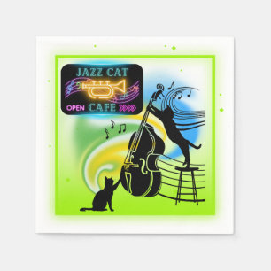 Jazz Cats Double Bass Paper Napkins Serviette