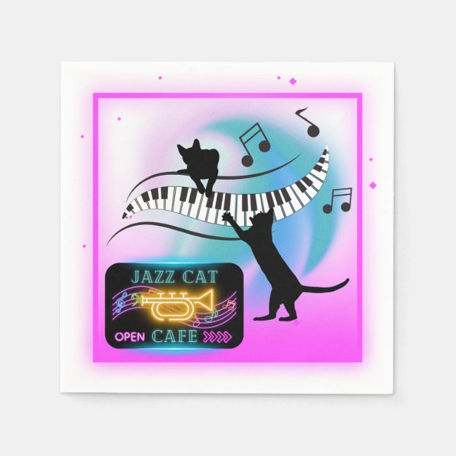 Jazz Cats | Piano Paper Napkins Serviette (Vorderseite)