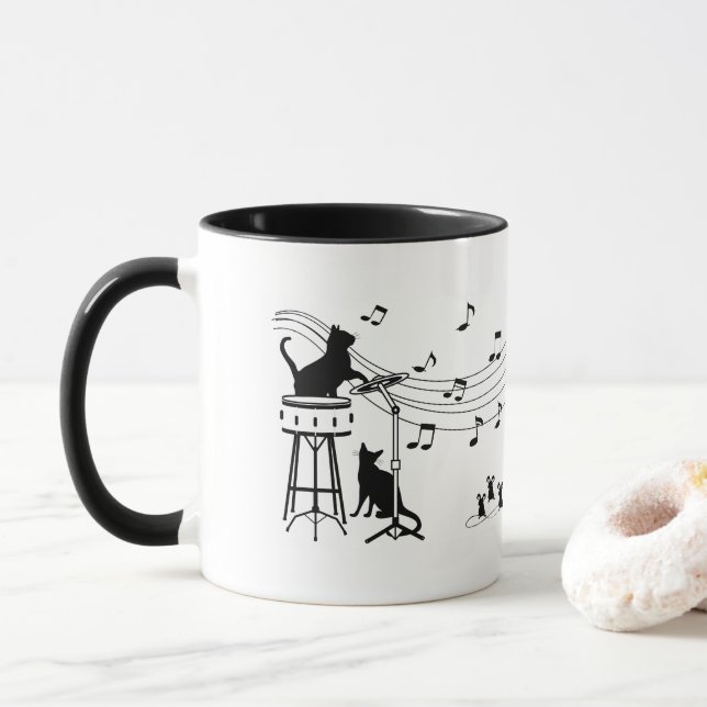 Jazz Cats | Trommel | Tasse des Kaffees (Mit Donut)