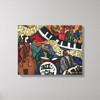 Jazz City Stretched Canvas Print Leinwanddruck