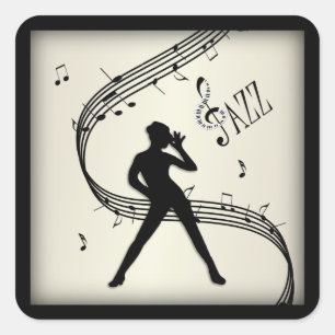 Jazz Dance Gold Music Quadratischer Aufkleber