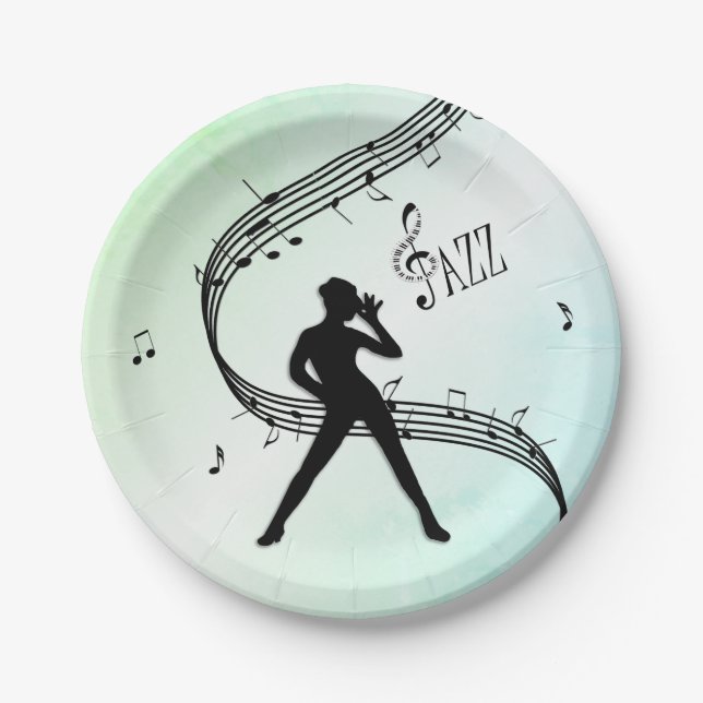 Jazz Dance Green Music Pappteller (Vorderseite)