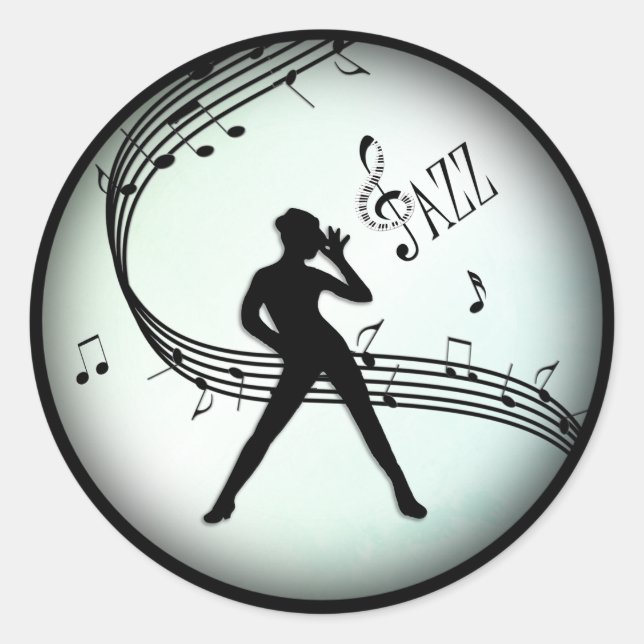 Jazz Dance Green Music Runder Aufkleber (Vorderseite)
