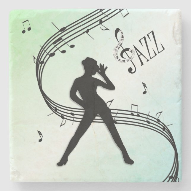 Jazz Dance Green Music Steinuntersetzer (Vorderseite)