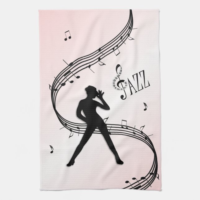 Jazz Dance Pink Music Kitchtuch Geschirrtuch (Vertikal)