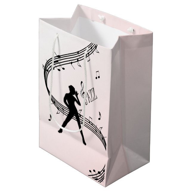 Jazz Dance Pink Music Mittlere Geschenktüte (Vorderseite Schrägansicht)